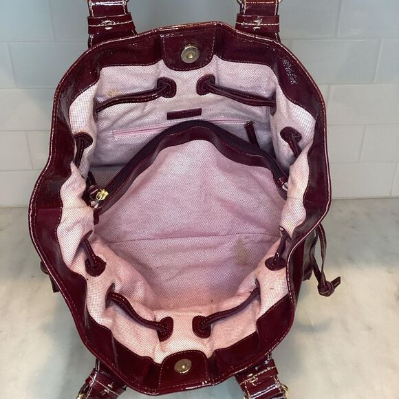 Dooney & Bourke Chiara High Gloss Patent Leather Drawstring Shoulder Bag Tote - Picture 11 of 16